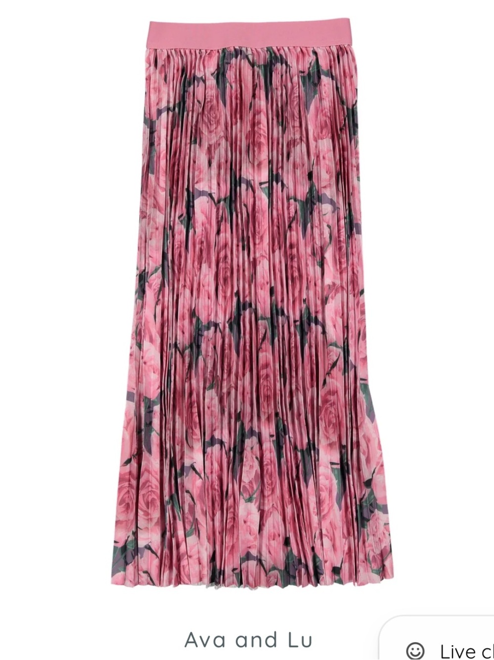 Pink Floral Pleated Maxi Skirt